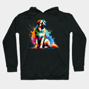 Colorful Anatolian Shepherd Dog in Abstract Splash Art Hoodie